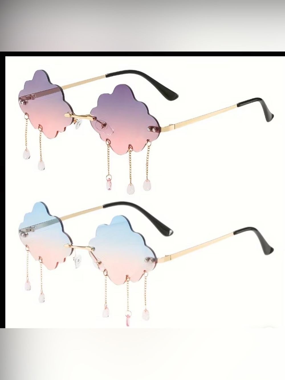 2 pairs of gradient cloud and teardrop sunglasses